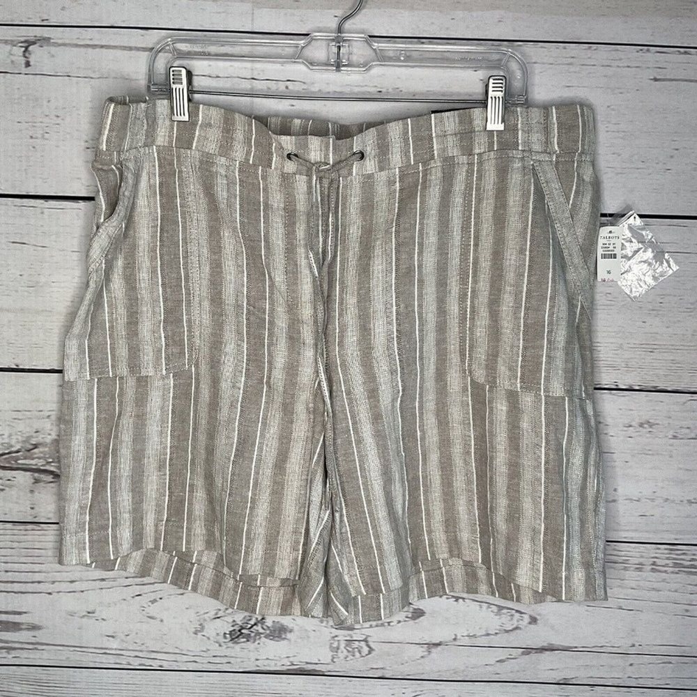 NWT Talbots Simply Flattering Gray Short Women‎ 16  Bangladesh Linen/Cotton